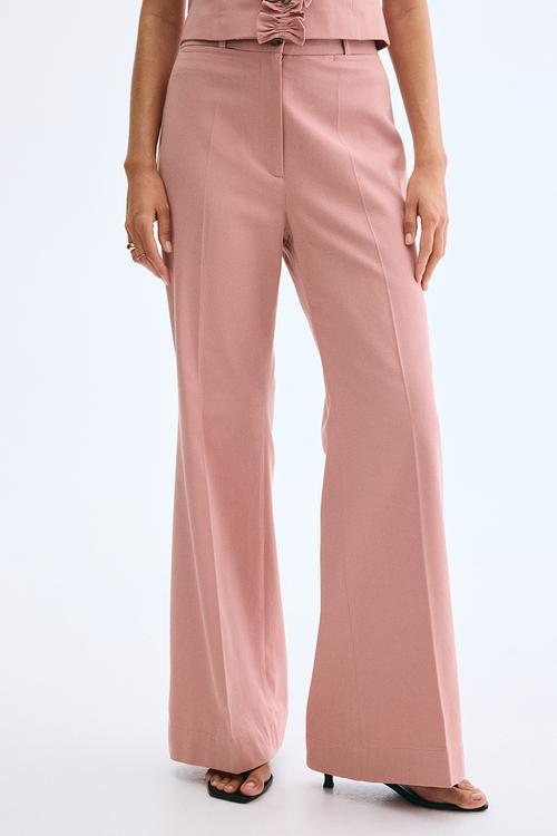 Flared twill trousers - dusty pink