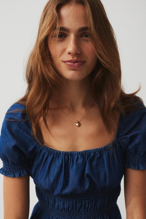Smocked blouse - denim blue