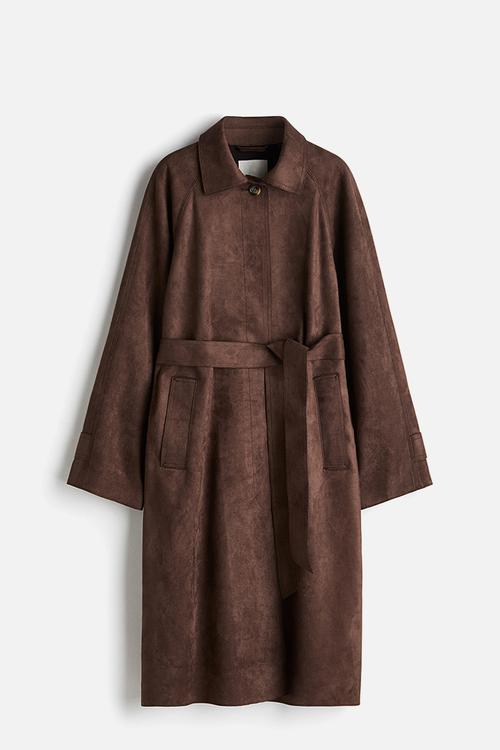 Tie-belt coat - dark brown