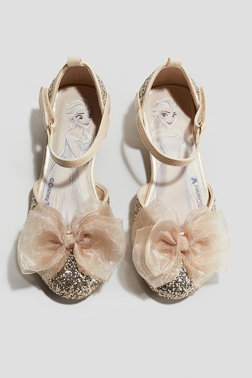 Bow-detail glittery shoes - gold-coloured/frozen