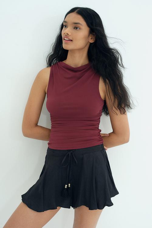 Draped top - burgundy