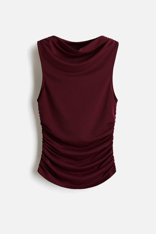 Draped top - burgundy