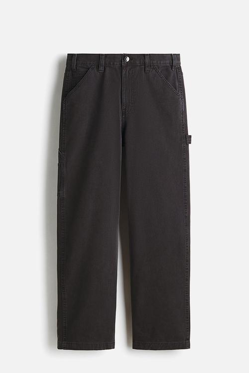 Relaxed fit worker trousers - black