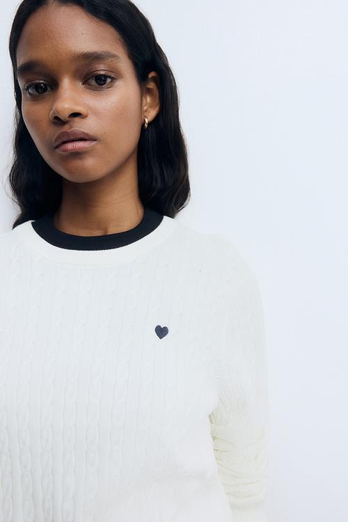 Cable-knit jumper - white