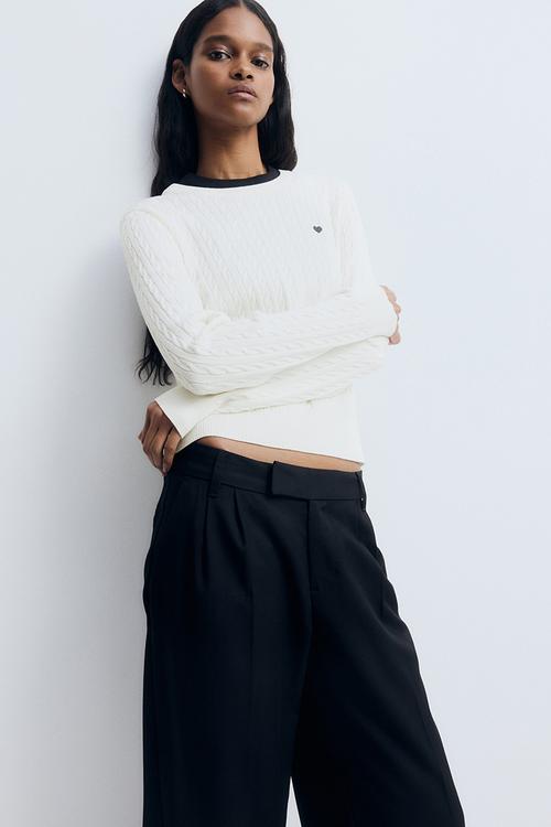 Cable-knit jumper - white