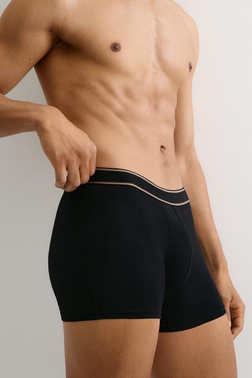 3 pack mid trunks - beige black striped