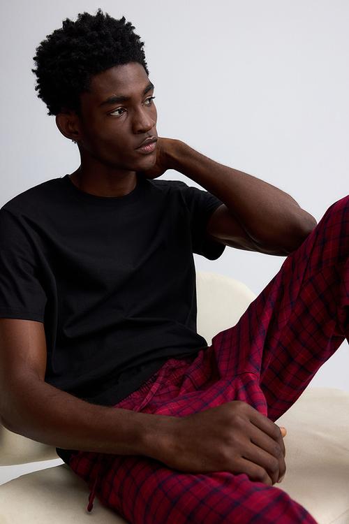 Relaxed fit flannel trousers - red checked
