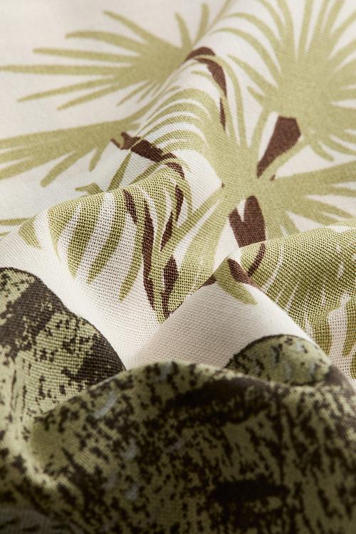 Printed cotton canvas cushion cover - light beige/t-rex
