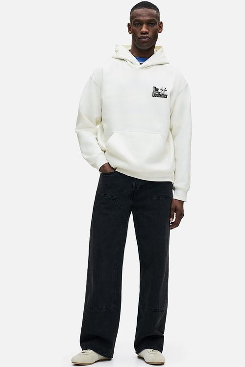 Loose fit printed hoodie - white the godfather