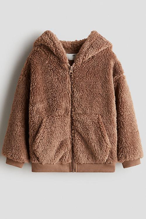 Teddy zip-through hoodie - brown