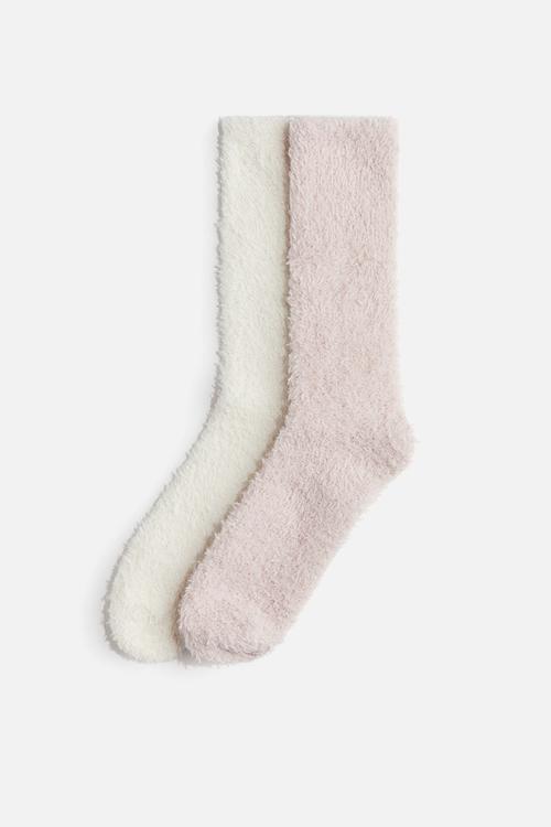 2-pack fluffy socks - white/light pink