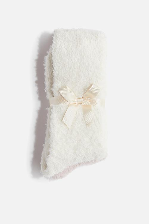2-pack fluffy socks - white/light pink
