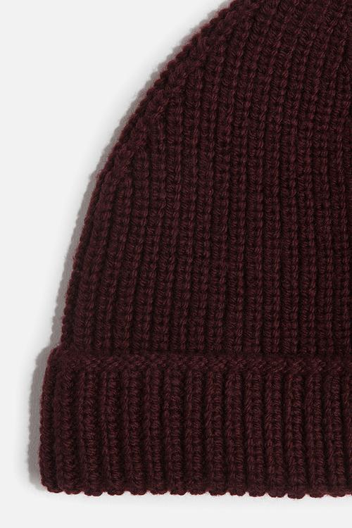 Rib-knit beanie - burgundy