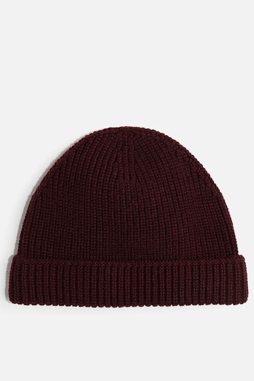 Rib-knit beanie - burgundy