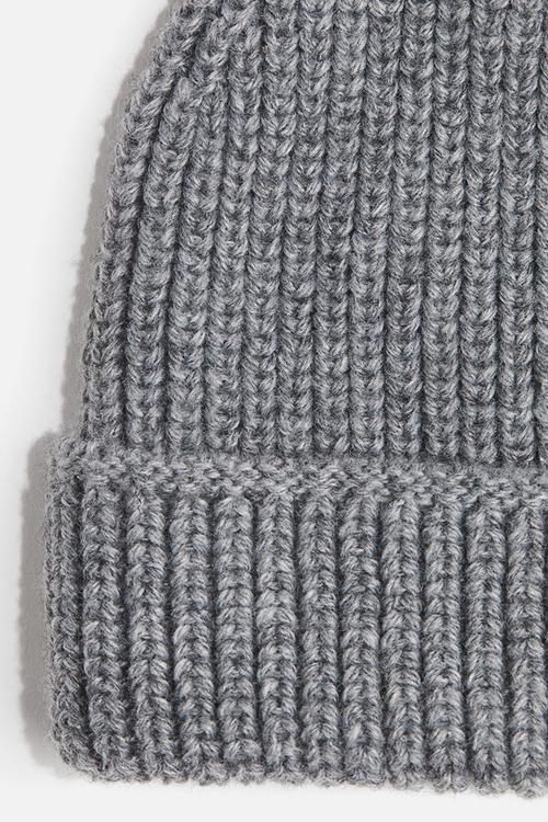 Rib-knit beanie - dark grey marl
