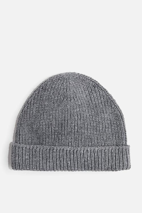Rib-knit beanie - dark grey marl