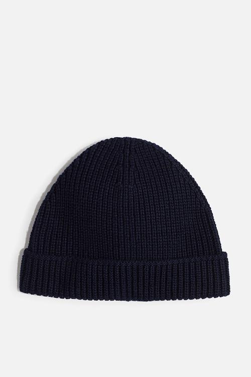 Rib-knit beanie - navy blue