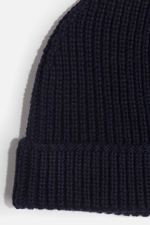 Rib-knit beanie - navy blue