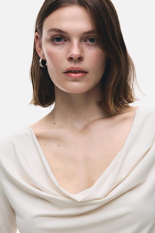 Cowl neck top - cream