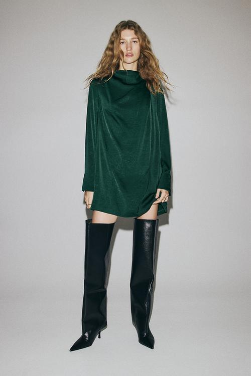 Draped dress - dark green