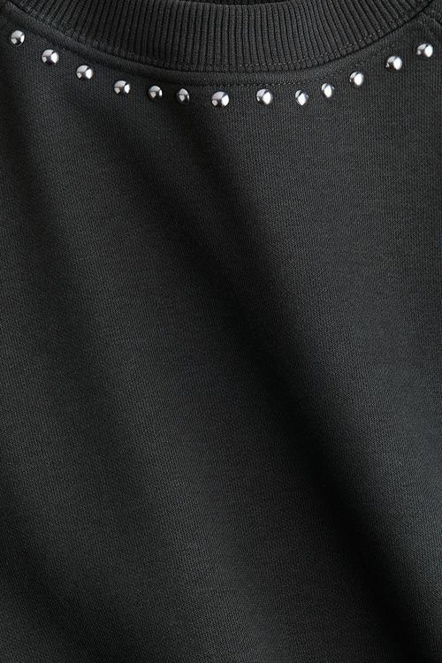 Embellished sweatshirt - washed black
