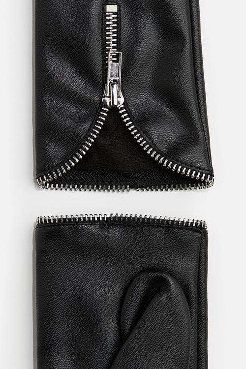 Zipped gloves - black