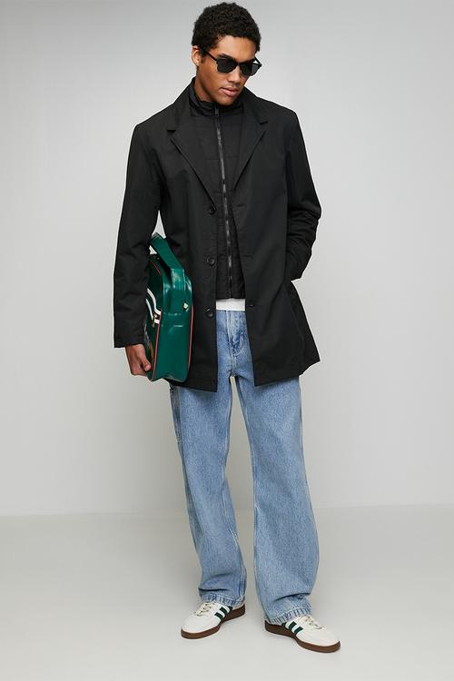 Double Layer Overcoat - Black