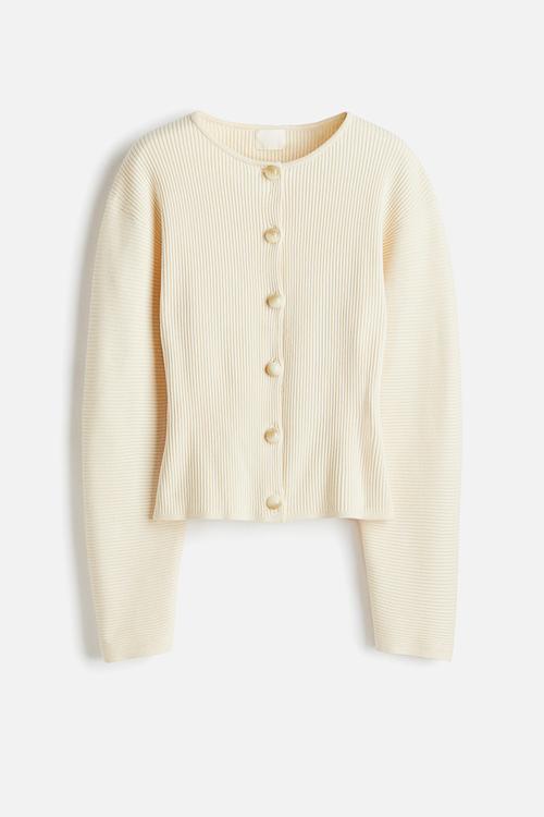 Rib-knit cardigan - cream