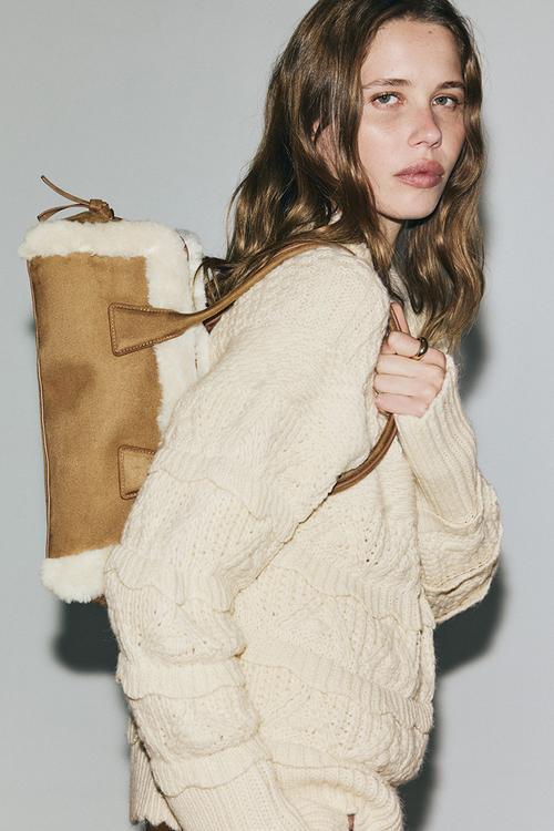 Textured-knit jumper - light beige
