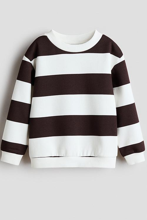 Printed brushed-inside sweatshirt - dark brown/striped