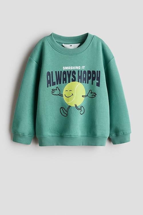 Printed brushed-inside sweatshirt - green/always happy