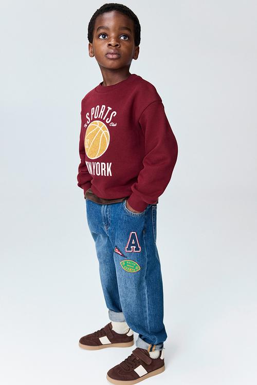 Motif-detail sweatshirt - dark red/basketball