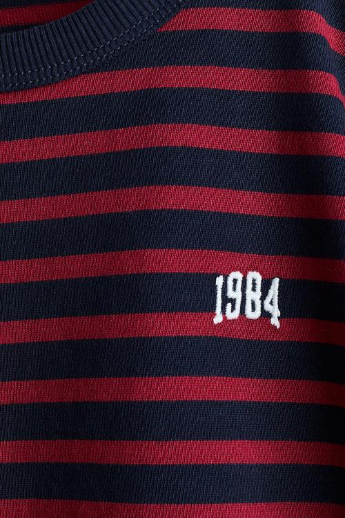 Motif-detail long-sleeved T-shirt - red/striped