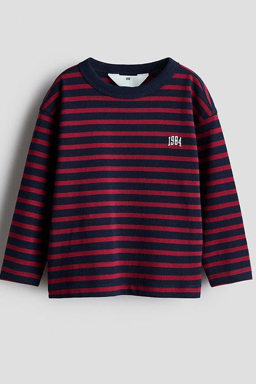 Motif-detail long-sleeved T-shirt - red/striped