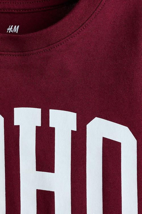 Printed long-sleeved t-shirt - dark red/soho