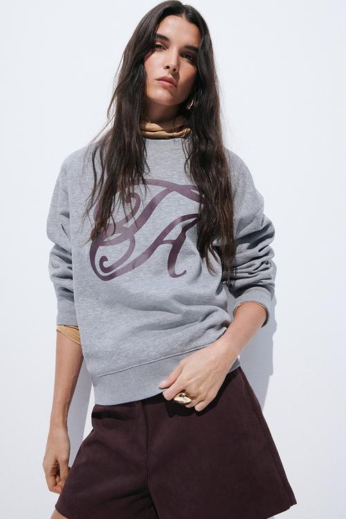 Motif-detail sweatshirt - grey/ta