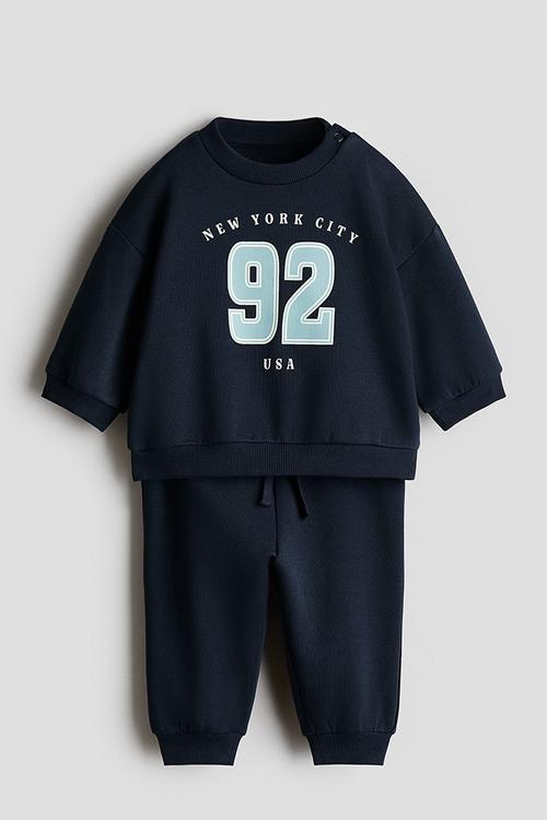 2-piece printed sweatshirt set - navy blue/92