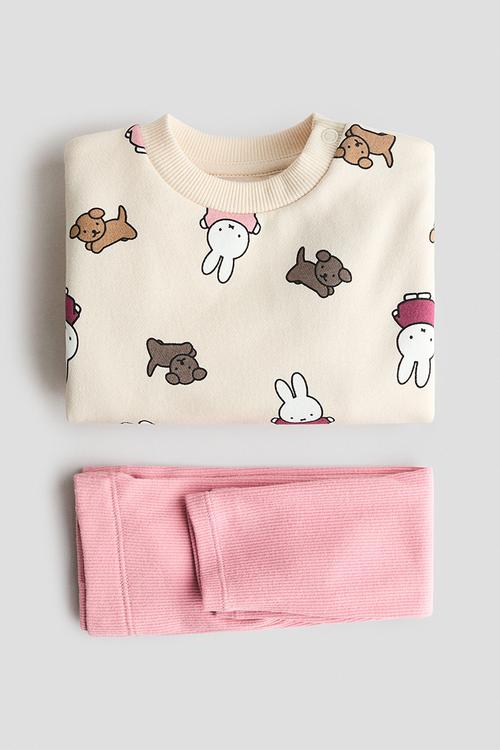 2-piece printed set - light beige/miffy