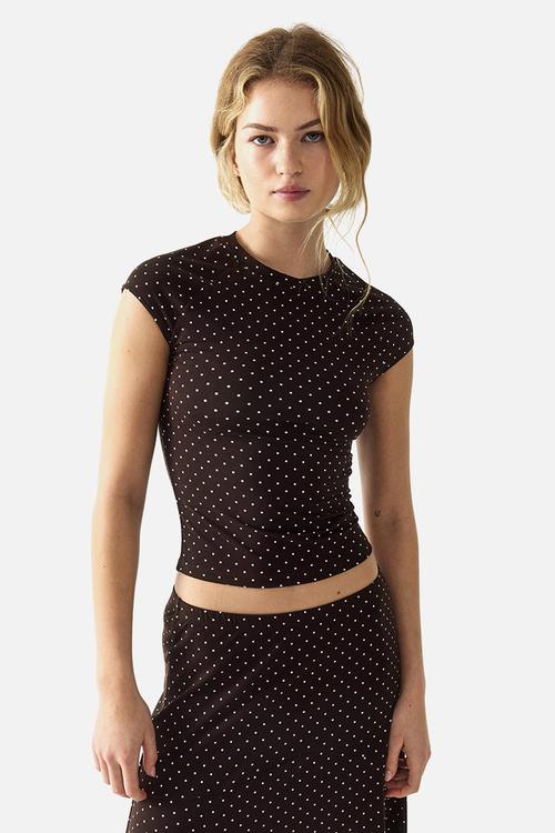 A-line jersey skirt - dark brown/spotted