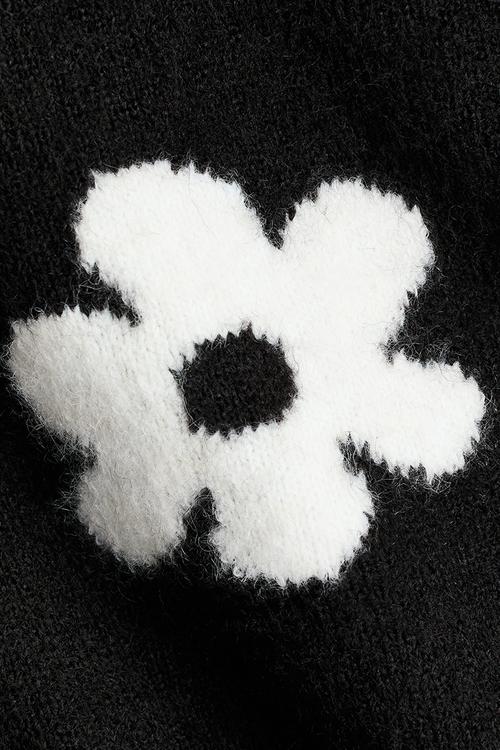 Jacquard-knit jumper - black flowers
