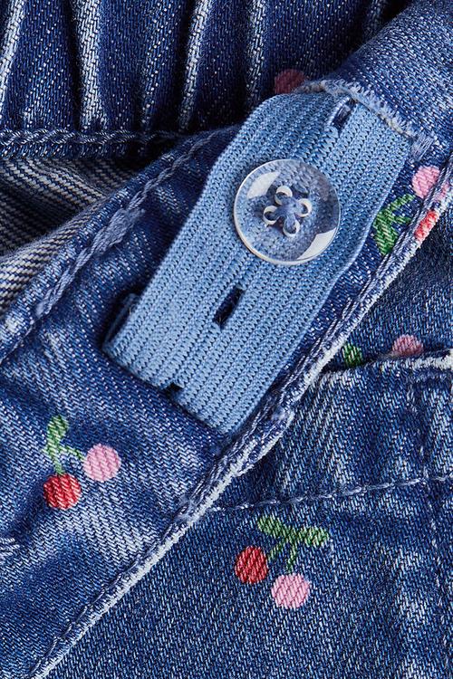 Wide leg printed jeans - denim blue/cherries