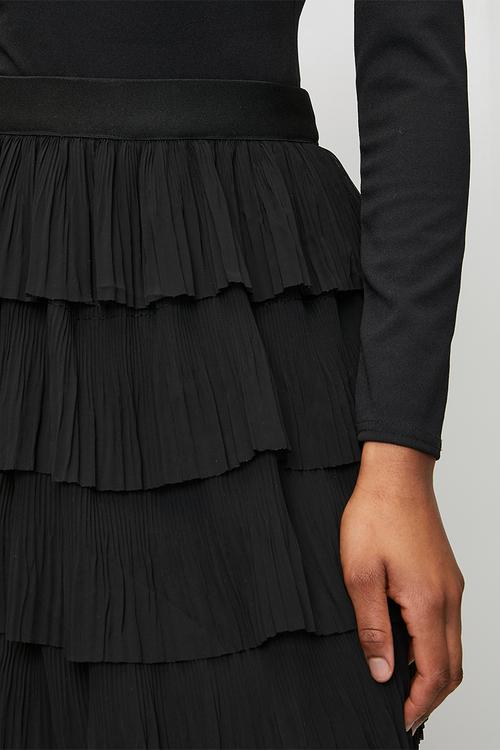 A Line Multi Layered Maxi Mesh Skirt  - Black