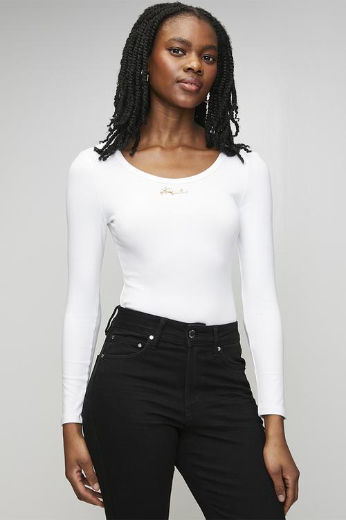 Ladies billy long sleeve bodysuit - white