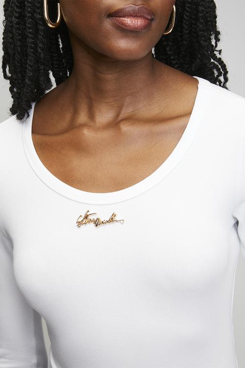 Ladies billy long sleeve bodysuit - white