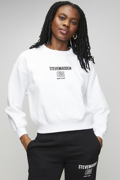 Ladies clara oversized crew neck sweat - white