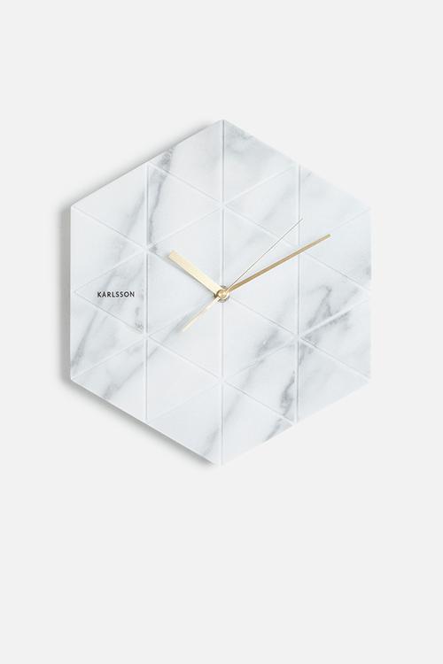 Marble hexagon wall clock