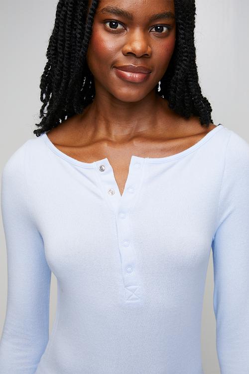 Supersoft boat neck henley long sleeve set - violet blue