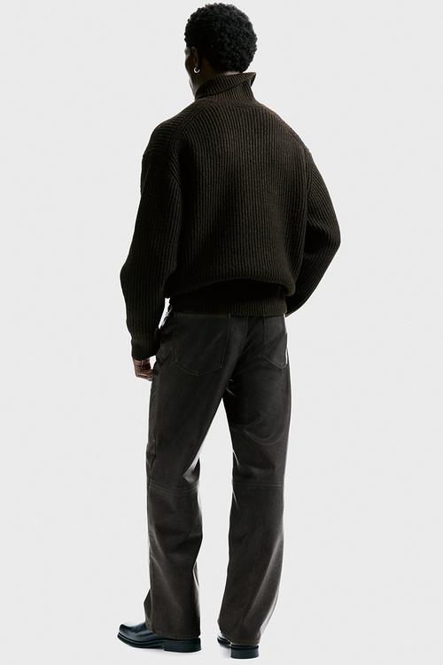 Relaxed fit coated trousers - brown