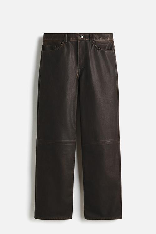 Relaxed fit coated trousers - brown