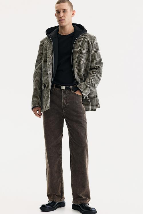 Relaxed fit corduroy trousers - dark grey